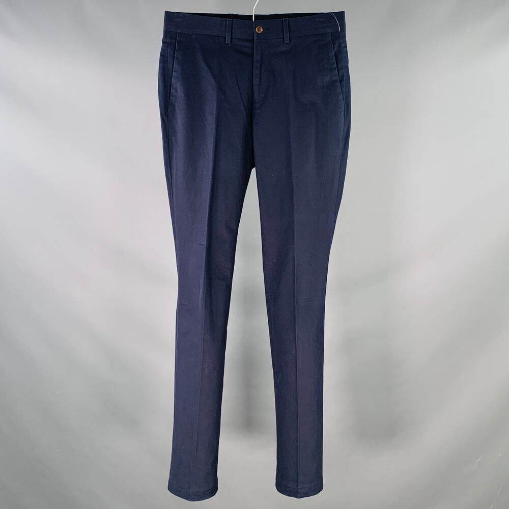 RALPH LAUREN Size 28 Navy Cotton Blend Slim Straight Zip Fly Dress Pants
